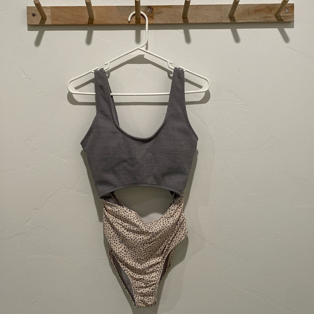 SHEIN Gray One Piece Swimsuit